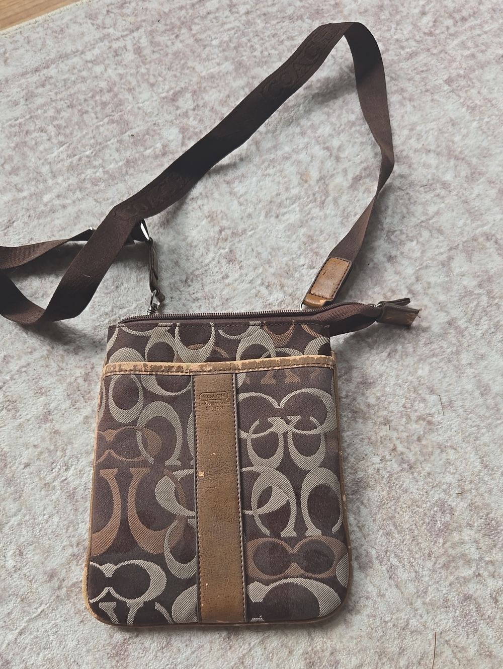 Brown Patterned Crossbody Bag